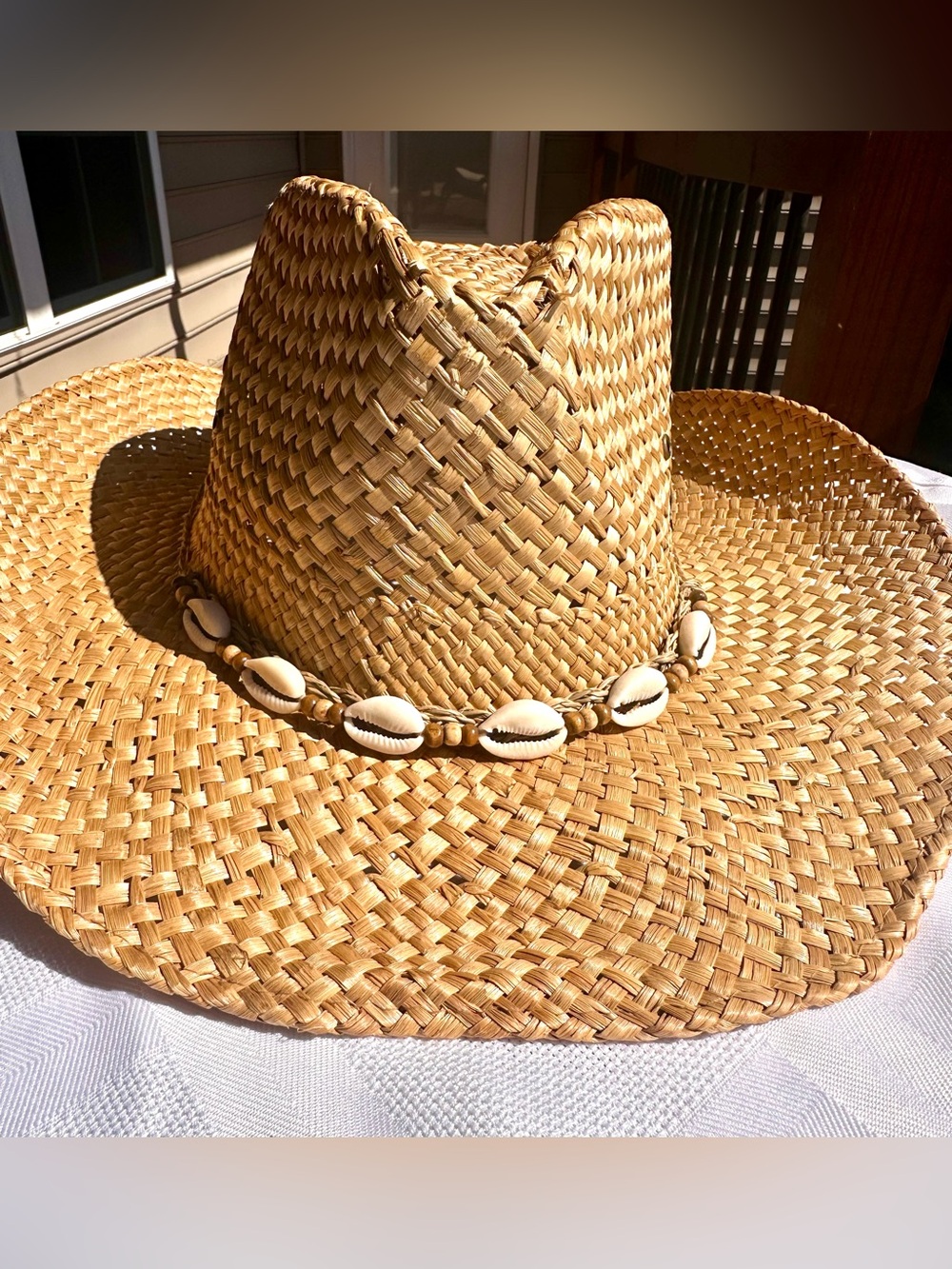 Panama Jack Coastal Cowgirl Bohemian 100% Straw Hat w/Decorative Cowrie Shells - Picture 3 of 11